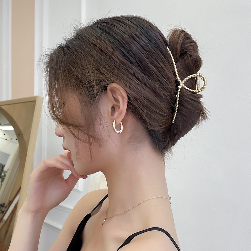 Kẹp Tóc Đuôi Cá Mập Bằng Kim Loại Đính Đá Và Ngọc Trai Giả Phong Cách Hàn Quốc Dành Cho Nữ