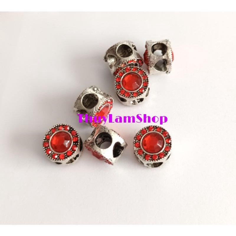 Pandora charm  đính đá pha lê đỏ xâu vòng Panda siêu bền đẹp