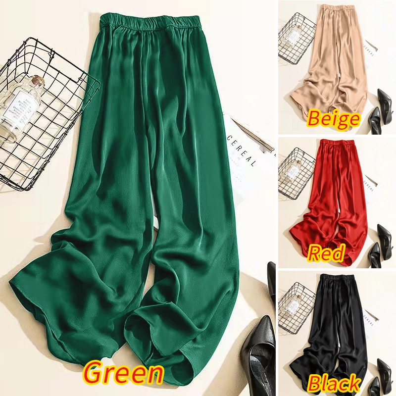 Quần dài ống rộng ZANZEA lưng thun co giãn màu trơn thời trang thường ngày cho nữ