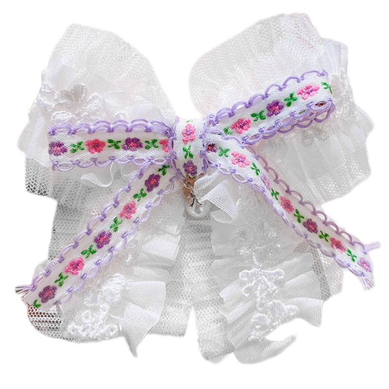 Flgo Kẹp Tóc Vải Lưới Phối Ren Đính Ngọc Trai Giả Thắt Nơ Xinh Xắn Cho Bé Gái