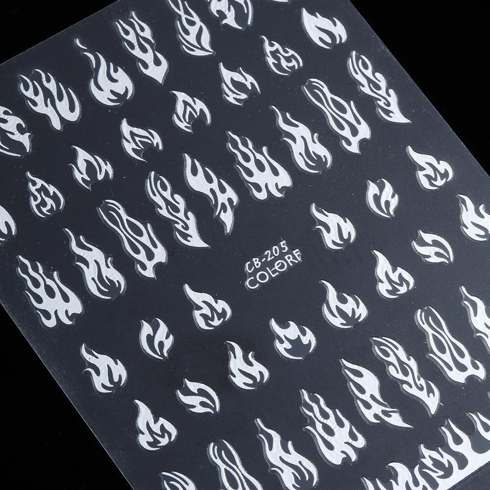 Hình Dán Trang Trí Móng Tay Họa Tiết Hoạt Hình Dễ Thương|Giấy Dán Móng Tay 3D Màu Trắng Đen