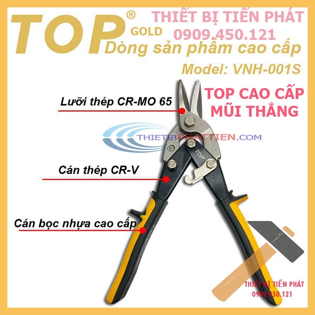 [CHÍNH HÃNG] KỀM, KÌM CẮT TÔN, KÉO CẮT TÔN CAO CẤP THÉP CR-MO 10&quot; 200MM CONG TRÁI, CONG PHẢI, THẲNG TOP GOLD