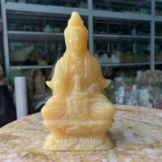 Tượng phật quan âm đá ngọc hoàng long - cao 16cm