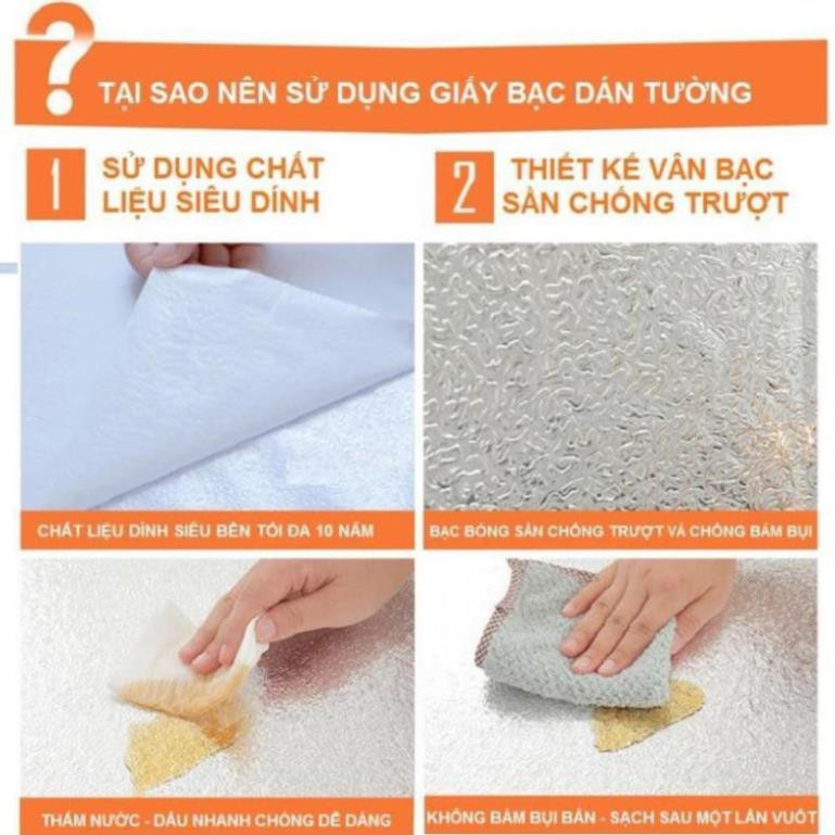 Miếng dán phủ bạc chống dầu mỡ nhà bếp cực kì tiện lợi, giúp khu bếp lúc nào cũng sạch sẽ.