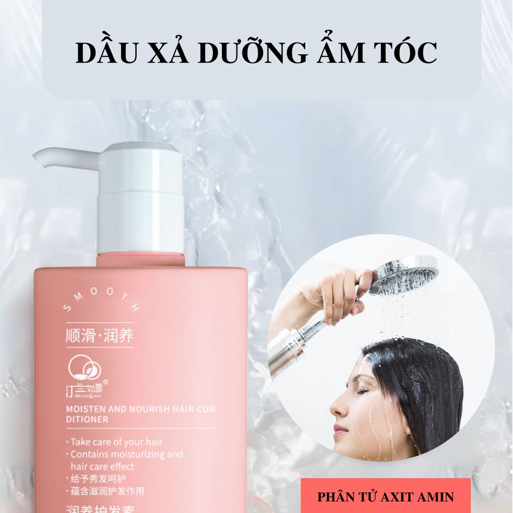 Combo dầu gội, sữa tắm, dầu xả nước hoa muối biển ORCHIDQUEEN 500ml, loại bỏ gàu hương thơm lâu dài cho phái nữ