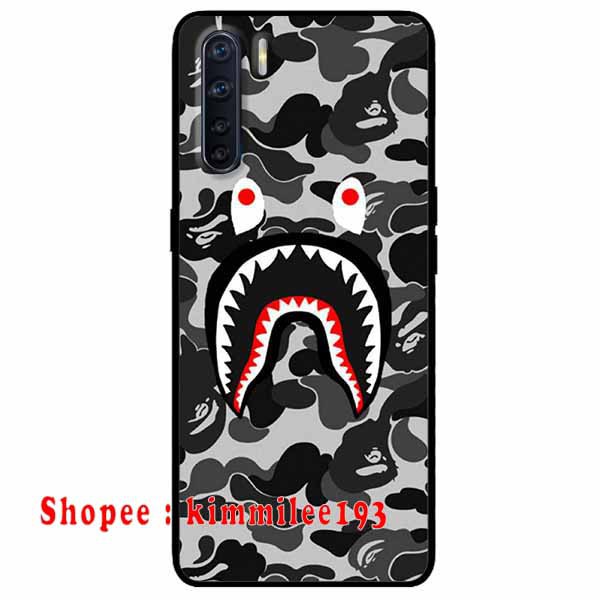 Ốp Lưng Oppo A91 Bape Xám Đen