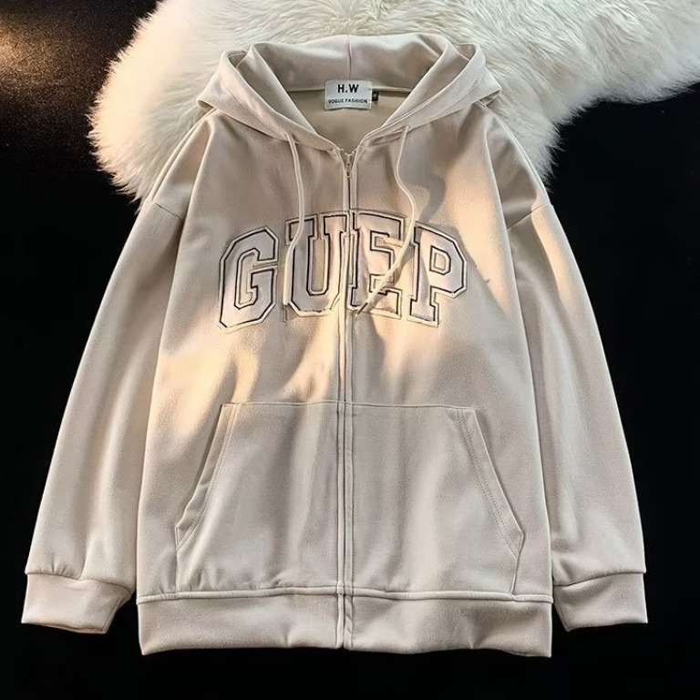 Áo Khoác hoodie Có Khóa Kéo In Chữ Thời Trang Hàn Quốc Dành Cho Nam Nữ