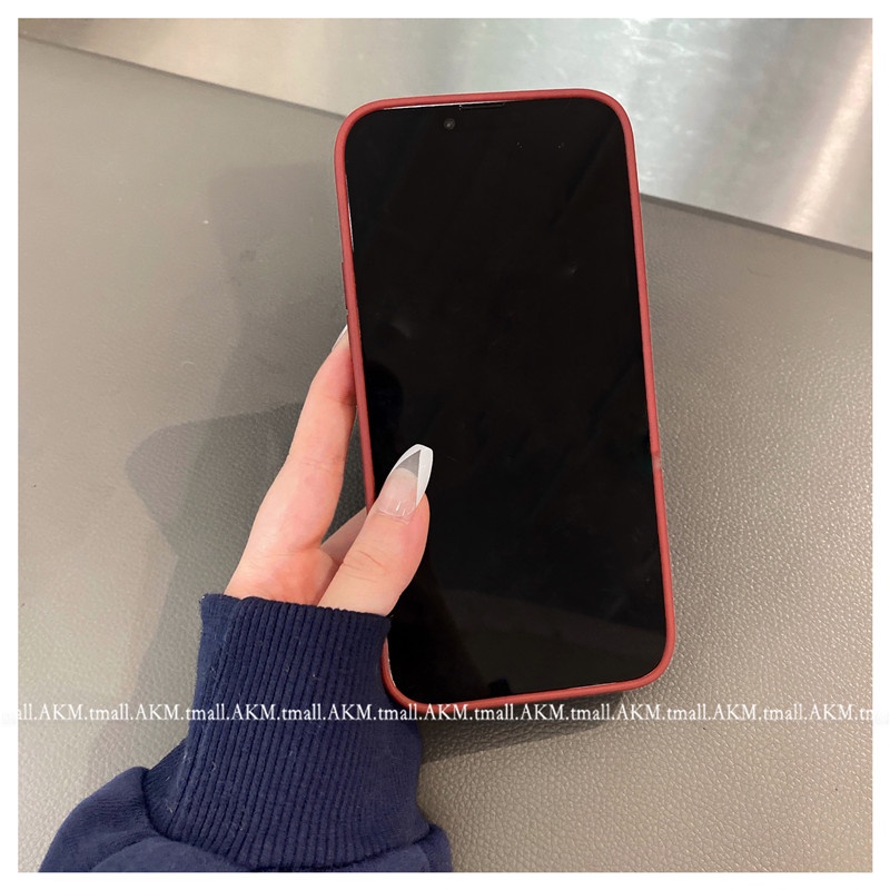Vintage Burgundy Cherry Hair Ball Pendant Soft Silicone Phone Case IPhone 13 13Pro 13Promax 12 12Pro 12Promax 11 11Pro 1