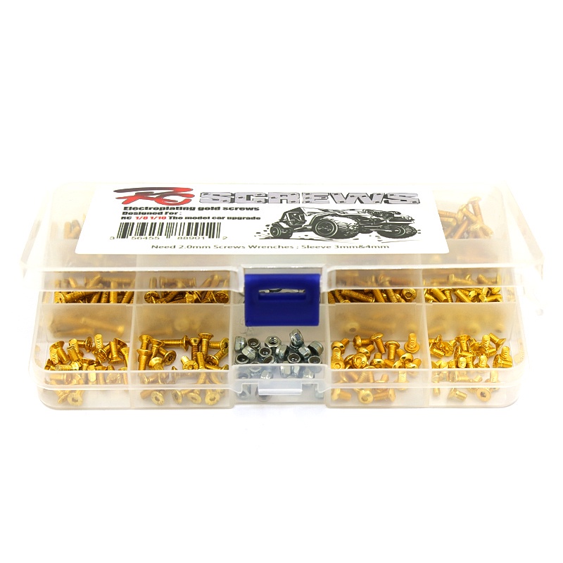 Bộ Ốc Vít Vòng Đệm Màu Vàng / Bạc Kèm Hộp L4MC Cho Xe Điều Khiển Từ Xa HSP Axial SCX10 TRX4 1 / 8 1 / 10