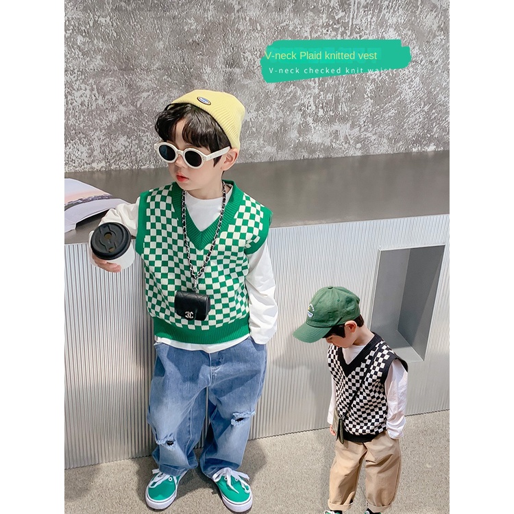 Áo Sweater Dệt Kim Không Tay Phong Cách Thu Đông Mới Cho Bé Trai
