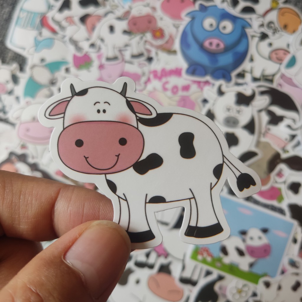 Set 45 Sticker Bò sữa dễ thương dán trang trí