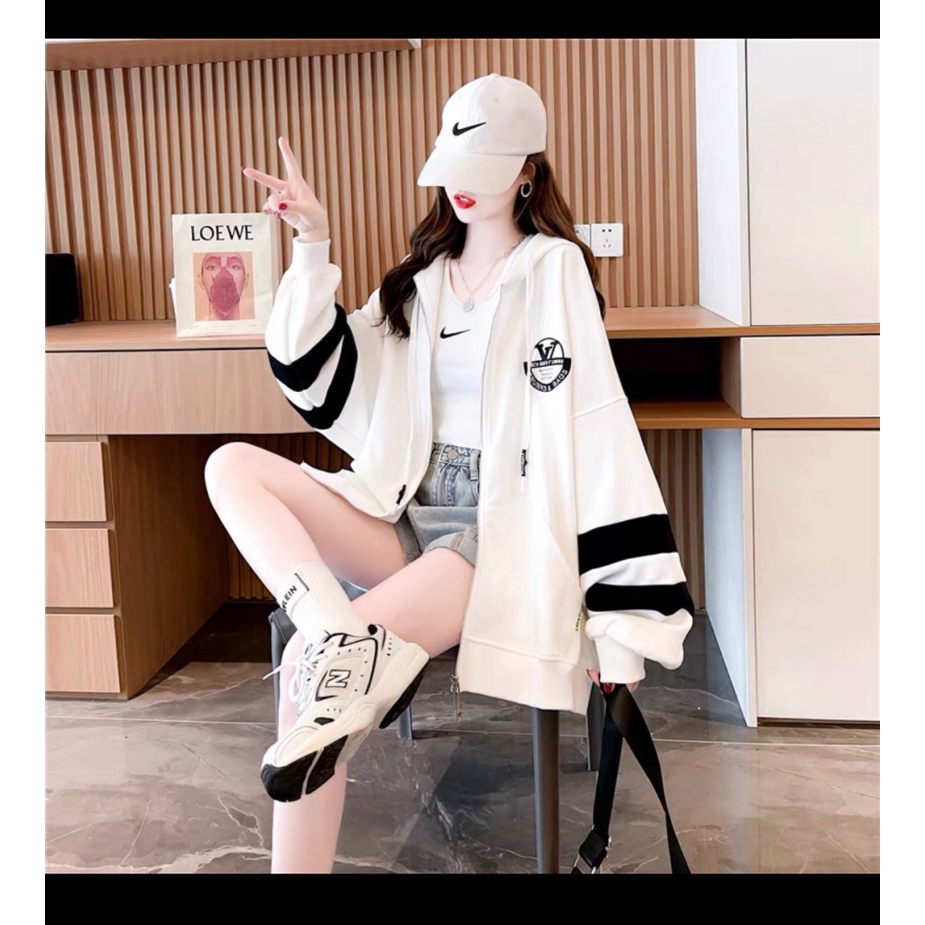 Áo Khoác Nỉ Form Rộng, Áo Khoác Hoodie Siêu Rộng Nỉ Ngoại In Logo Kẻ Sọc UT [NewUnisex]