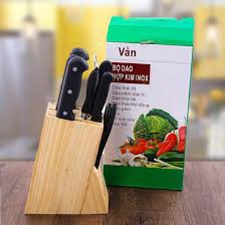 Bộ dao đa năng 7 món kèm hộp gỗ cắm dao