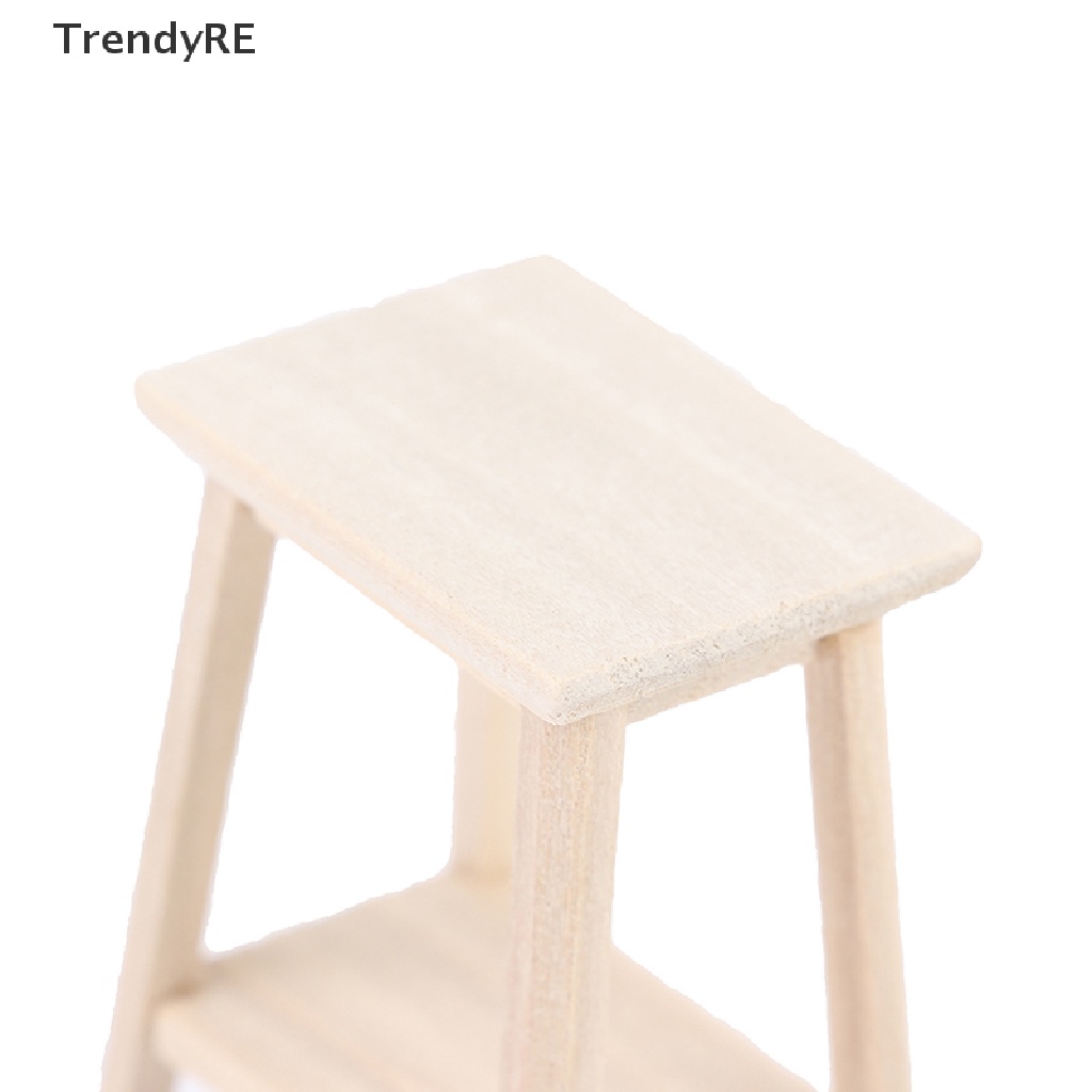 Trendy 1:12 Dollhouse Miniature Wooden Bonsai Stool Chair Model Furniture Accessories RE