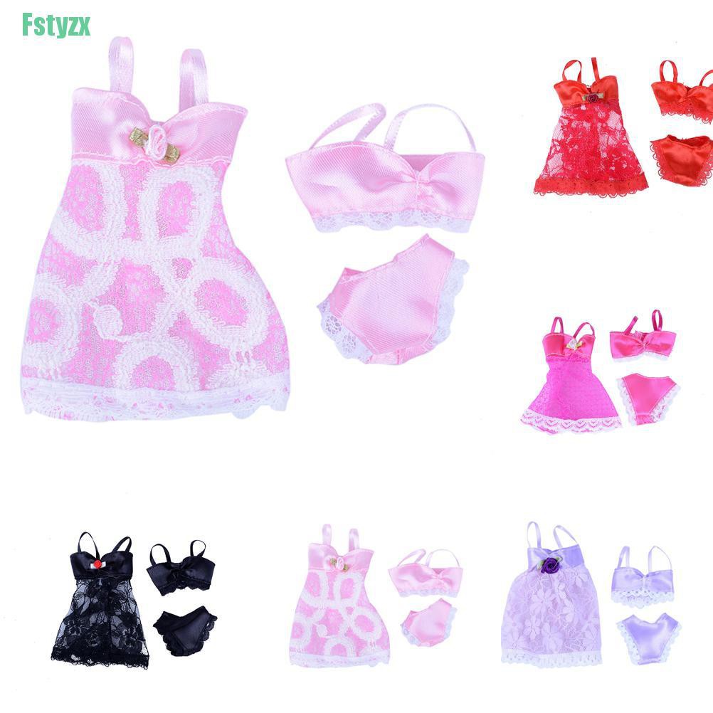 fstyzx 3pcs Sexy Swimwear Lace Night Dress Doll Pajamas Lingerie Clothes