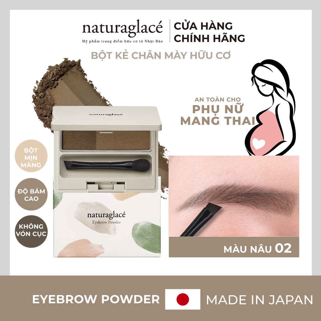 Bột phấn kẻ chân mày hữu cơ naturaglacé Eyebrow Powder (02 - Màu nâu), 2.2g