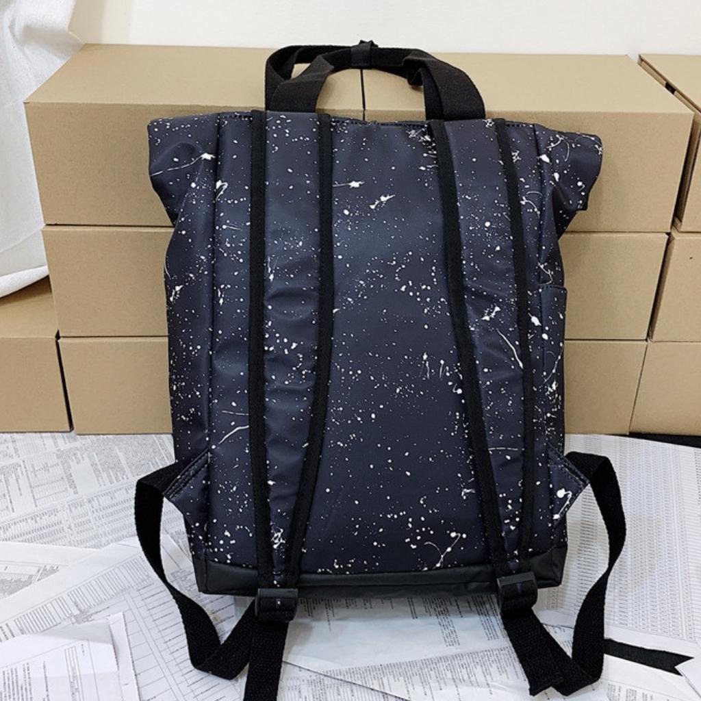 Cặp đi học nam nữ cuốn miệng vải Oxford cỡ lớn đựng vừa laptop đi du lịch, đi chơi có 2 màu đen, trắng BL05
