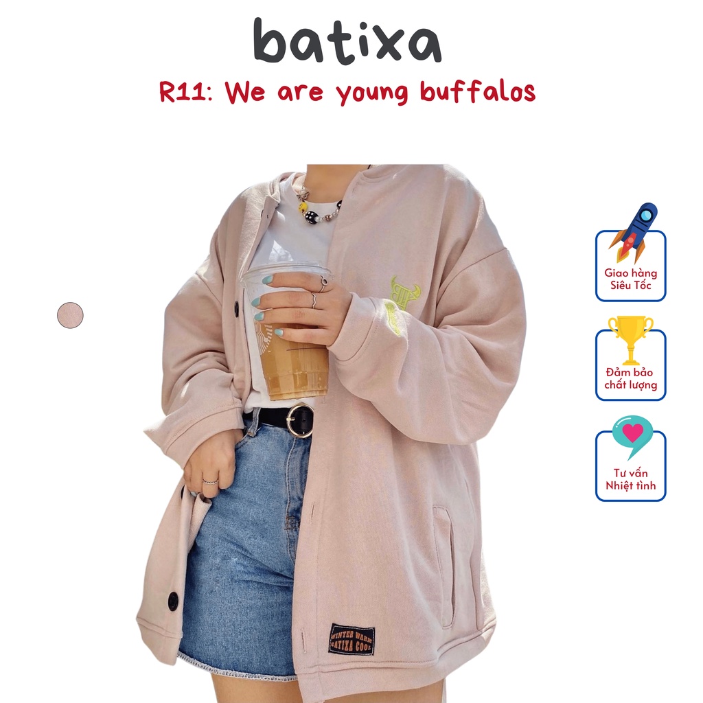 Áo Khoác Cardigan Nam Nữ Dài Tay Chất Nỉ Chân Cua Dày Dặn R11 Phong Cách Hàn Quốc Local Brand Chính Hãng BATIXA