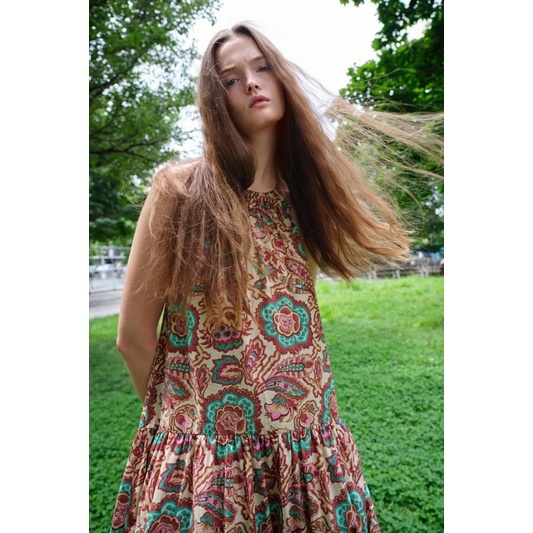 ZARA Đức - Đầm chính hãng auth new tag cao cấp có sẵn sale váy maxi dài họa tiết đi biển cotton mát 8516/363