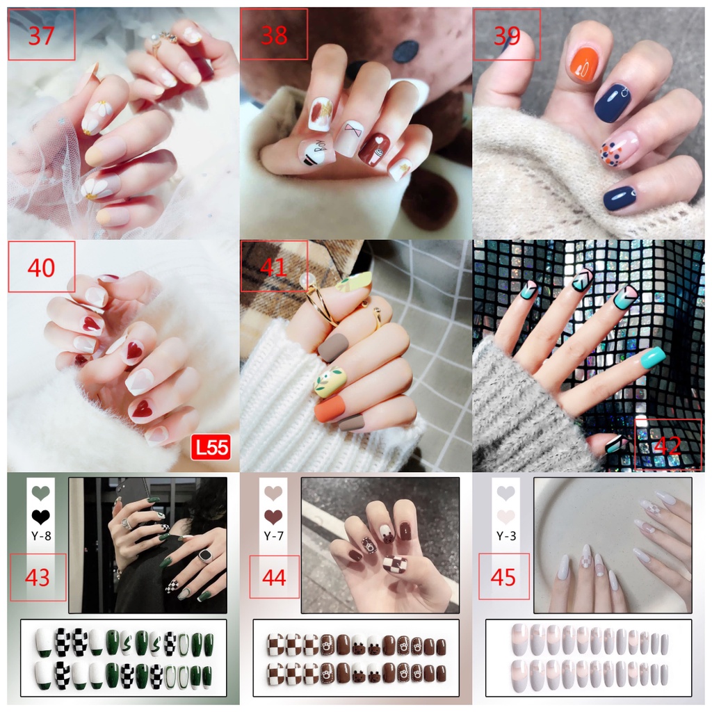 Set 24 Móng Tay Giả Họa Tiết Bò Sữa Đen Trắng Đáng Yêu Dùng Trang Trí Móng Nghệ Thuật