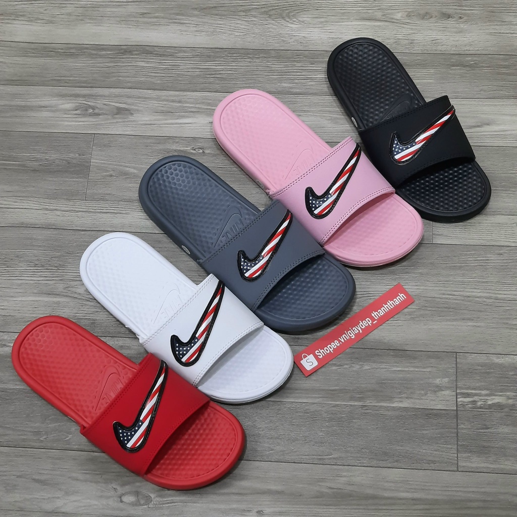 Dép nike-quai ngang logo cờ Mỹ mẫu mới unisex nam nữ