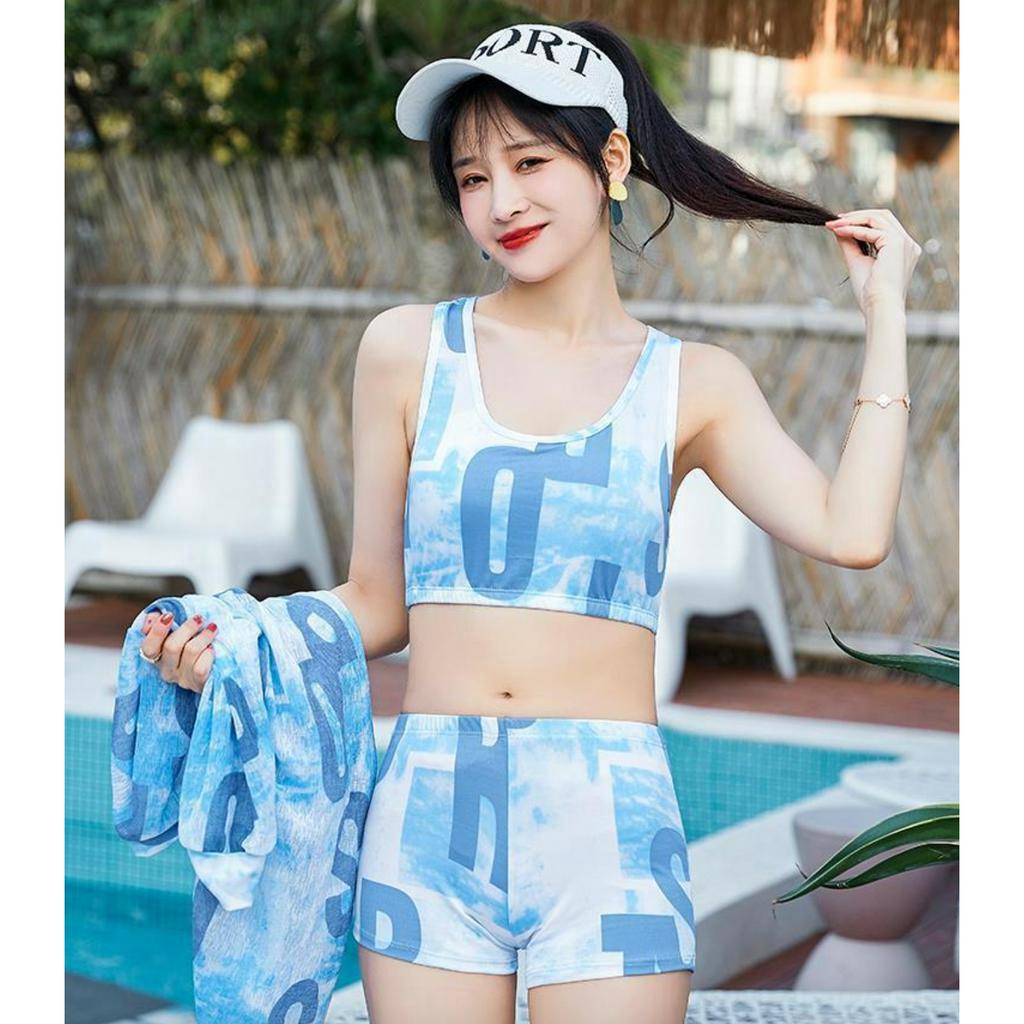 Bộ đồ bơi bikini nữ 2 mảnh kín đáo đi tắm biển tôn dáng giấu bụng dài tay che nắng , đi tập yoga, đi tập gym B.43