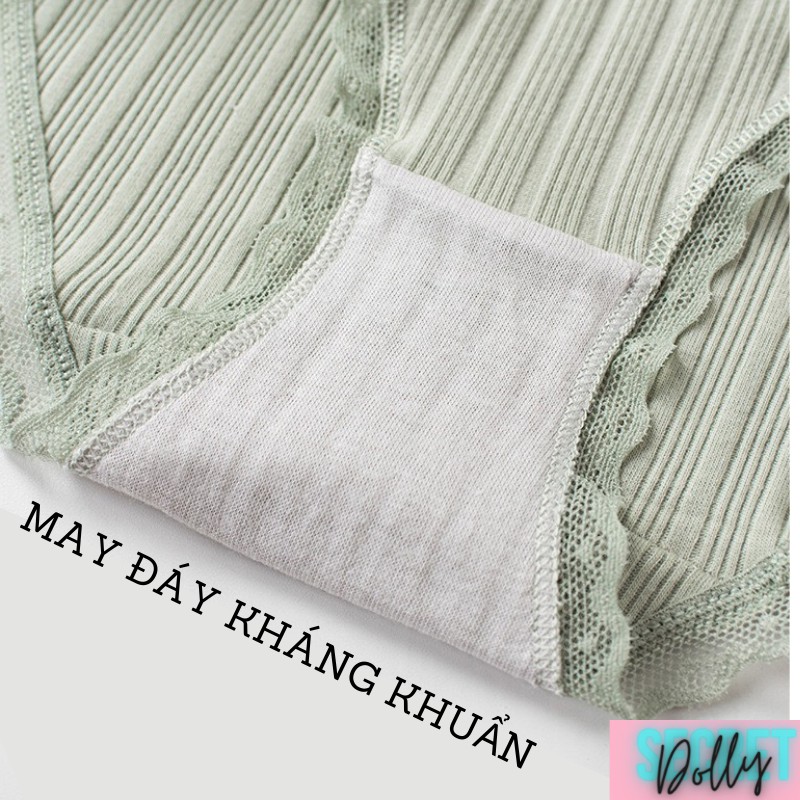 Quần Lót Cotton Gân Tăm Sợi Tre Mềm Mịn Phối Ren Nơ Kháng Khuẩn Mềm Mại Cho Nữ DOLLY SECRET QL020