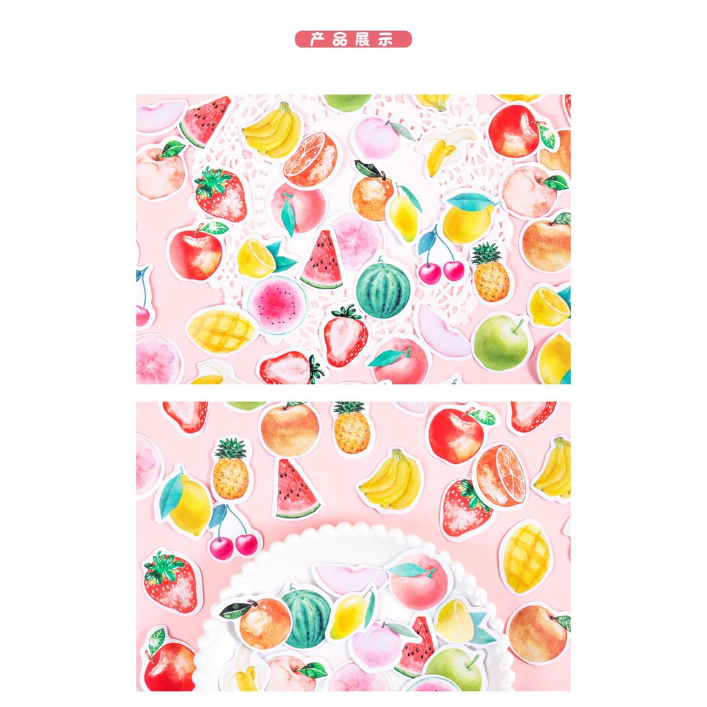 Bộ sticker/ Hình dán Họa Tiết Hình Trái Cây (46 Hình)