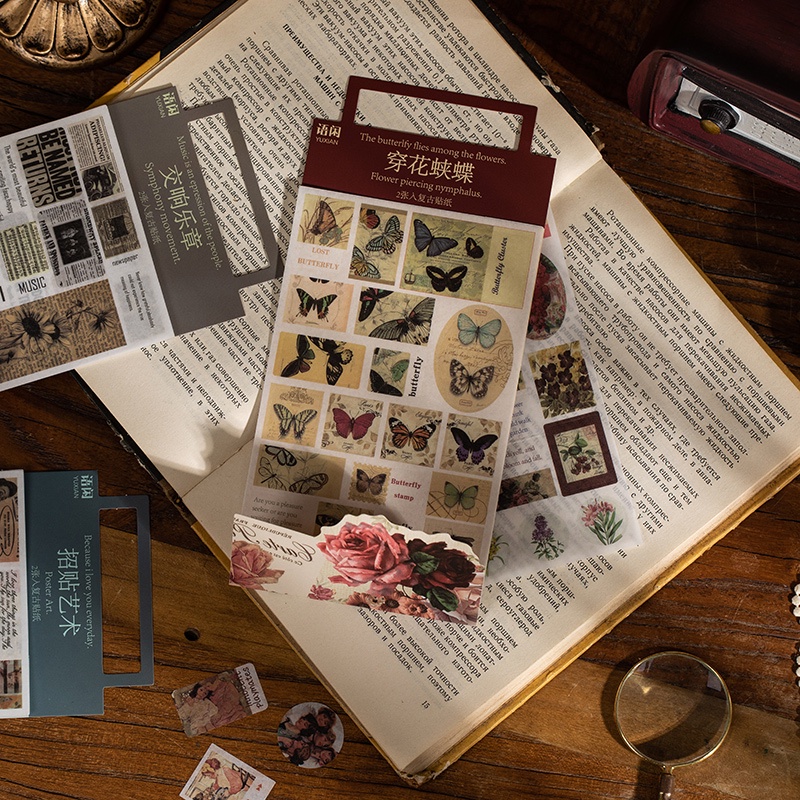 Set 2 Tấm Hình Dán Nghệ Thuật Phong Cách Vintage