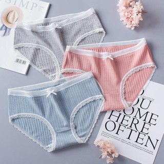 Quần Lót Nữ [Có Size] Chất Liệu Cotton Tăm Viền Ren xuất Nhật