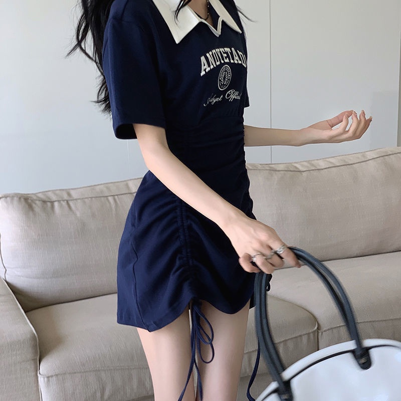 Đầm Thun Cổ Polo In Chữ Phong Cách Mới Thời Trang Mùa Hè 2022 Cho Nữ