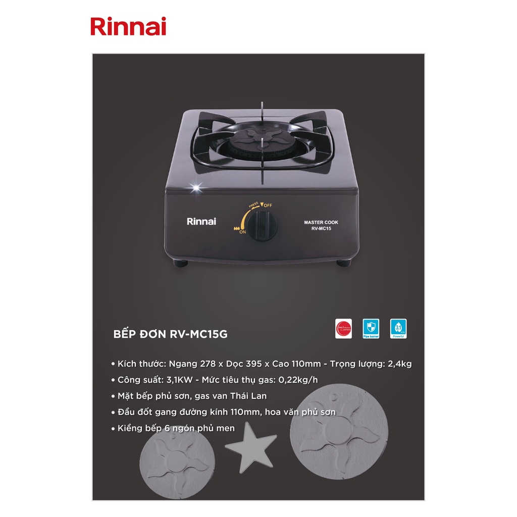 Bếp rinnai đơn RV - MC15G