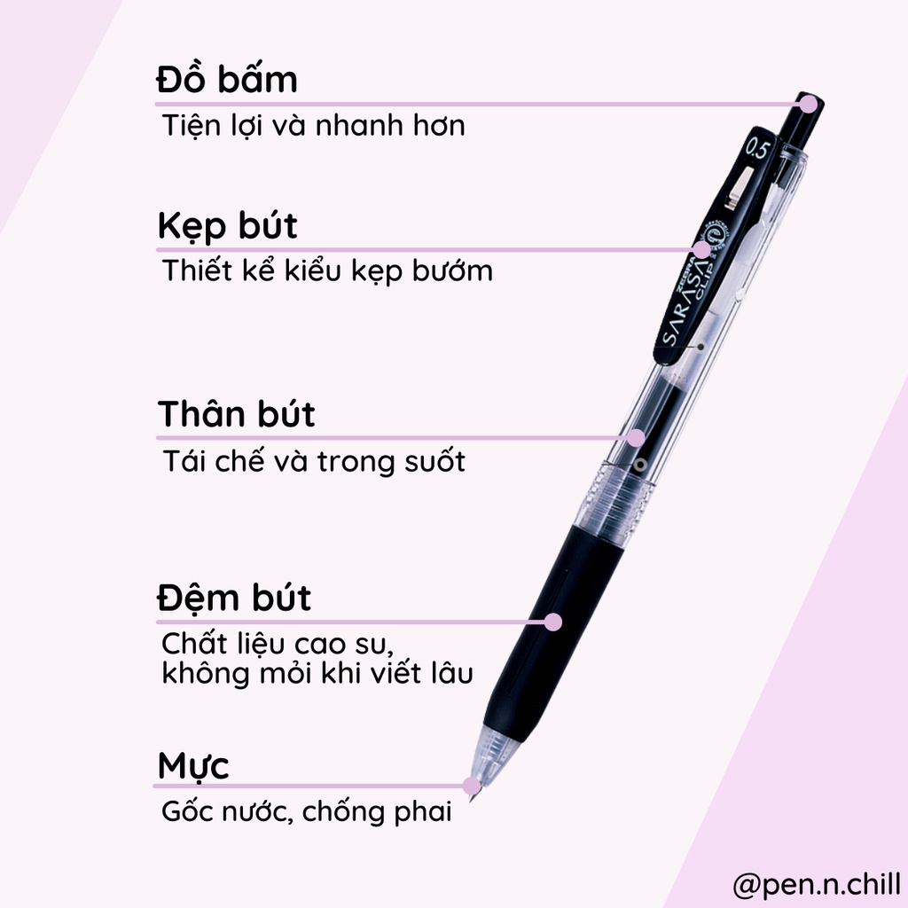 Bút Gel Zebra Sarasa Clip - Cỡ Ngòi 0.5mm - 4 Màu Cơ Bản