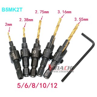 Bộ 5 mũi khoan 2 tầng - Mũi khoan doa lỗ vít 2 tầng