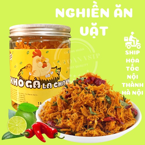 Khô gà lá chanh TÚI ZIP 200g Nghiền Ăn Vặt Hà Nội đảm bảo VSATTP