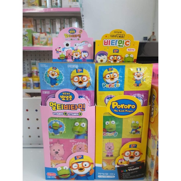 Vỉ 10 Viên Kẹo Vitamin C&D Pororo Vị Đào 12g
