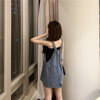 Pass đầm yếm denim form rộng