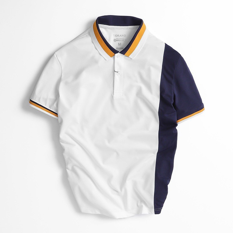 Áo polo nam cổ bẻ phối dọc xanh bo viền chất vải cá sấu Cotton xuất xịn,chuẩn form, sang trọng - thanh lịch TB041