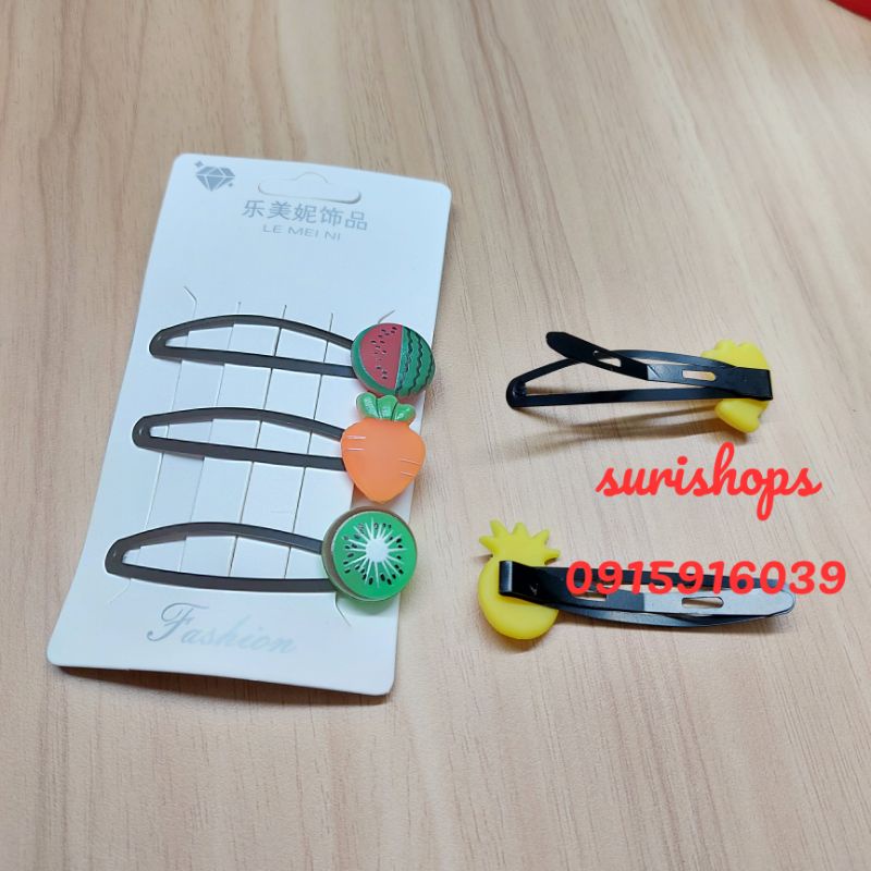Set 3 kẹp tóc trái cây kẹp bấm giao ngẫu nhiên