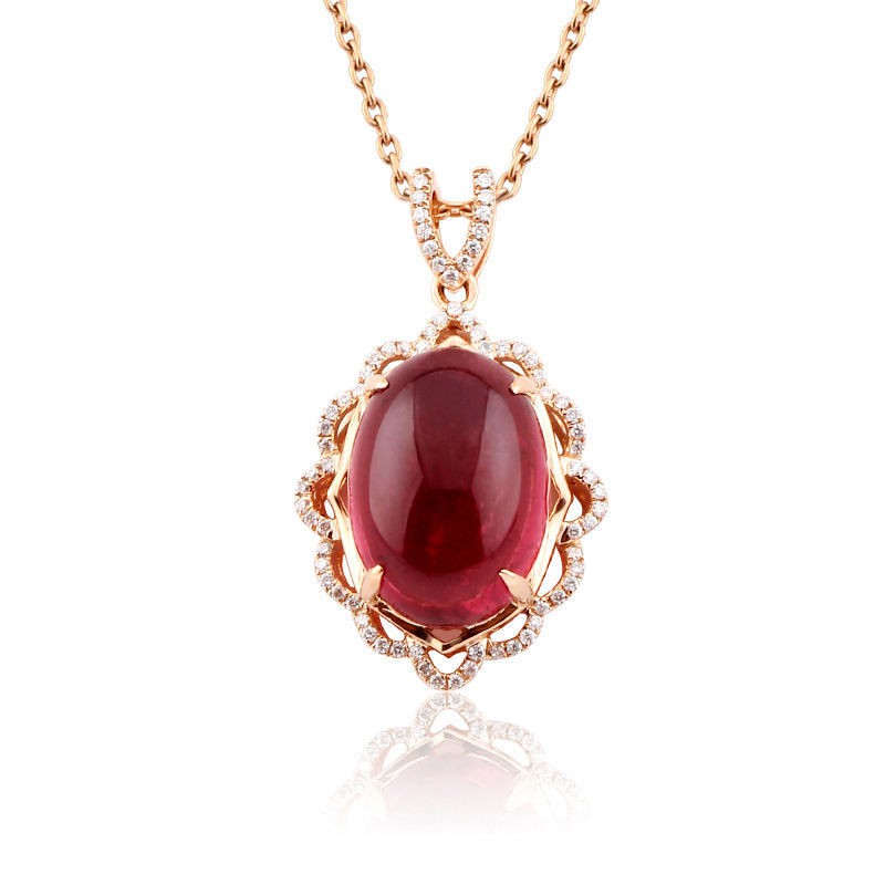 Dove Blood Ruby Mặt dây chuyền vòng cổ Nữ vàng hồng Đáy bạc Garnet Kim cương Tourmaline Nhẫn sang trọngQQ