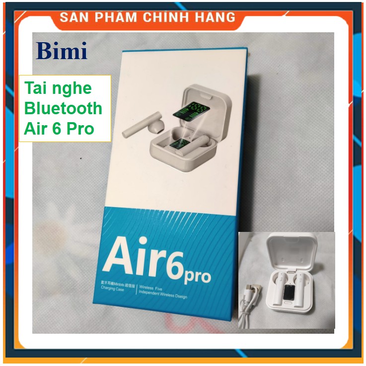 [Sỉ = LẺ] Tai nghe bluetooth 5.0 Air 6 pro ❤️ có hiện thị LCD, hiện thị pin ❤️  bass tốt êm tai  ❤️ thời gian 3 - 4h