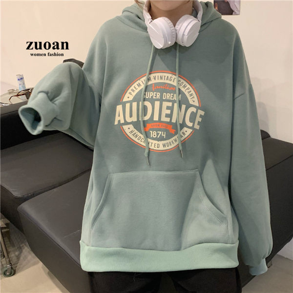 Áo hoodie SUXI dài tay dáng rộng in chữ thoải mái