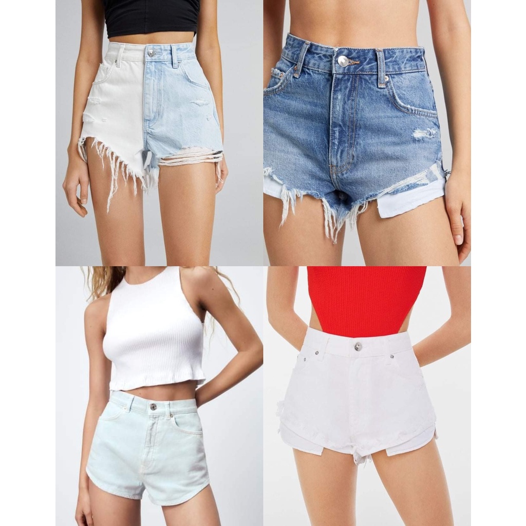 Quần short jean lưng cao Bershka, Zara vợt sale