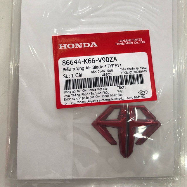 tem logo ab đỏ Biểu tượng AB AirBlade đỏ trắng 2016- 2018 -2019 Honda