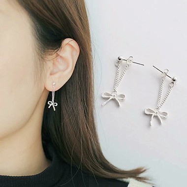 Bông tai tua rua hình nơ PANSY bằng bạc ta - Khuyên tai nữ bạc đẹp cao cấp