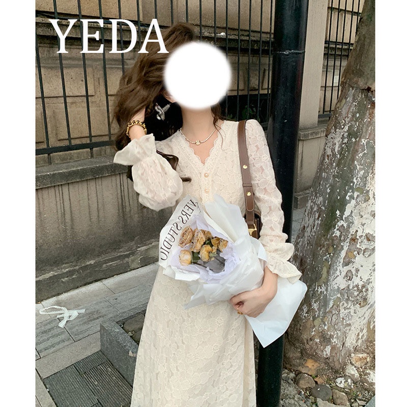 Váy nữ kiểu Pháp váy dài tay nữ tính ngọt ngào mã 9556