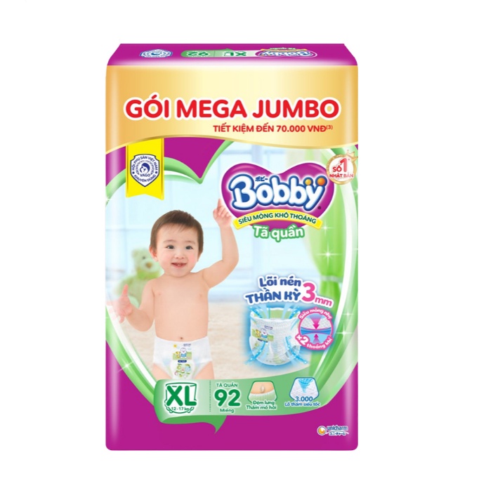 Tã quần Bobby mới Mega Jumbo M120