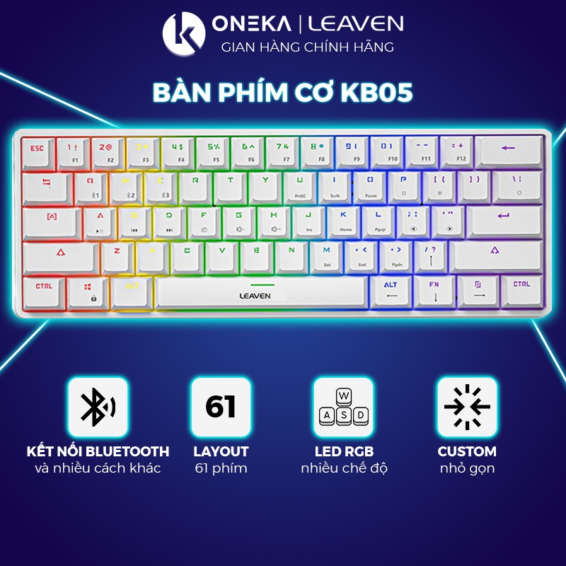 Bàn Phím Cơ không dây Bluetooth 5.0 và Wireless 2.4G chính hãng ONEKA KB05