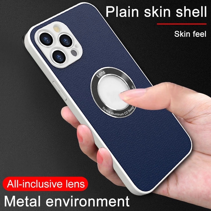 Ốp Điện Thoại Da PU Logo Sang Trọng Có Lỗ lens Cho iPhone 13 12 11 pro max xr xs max
