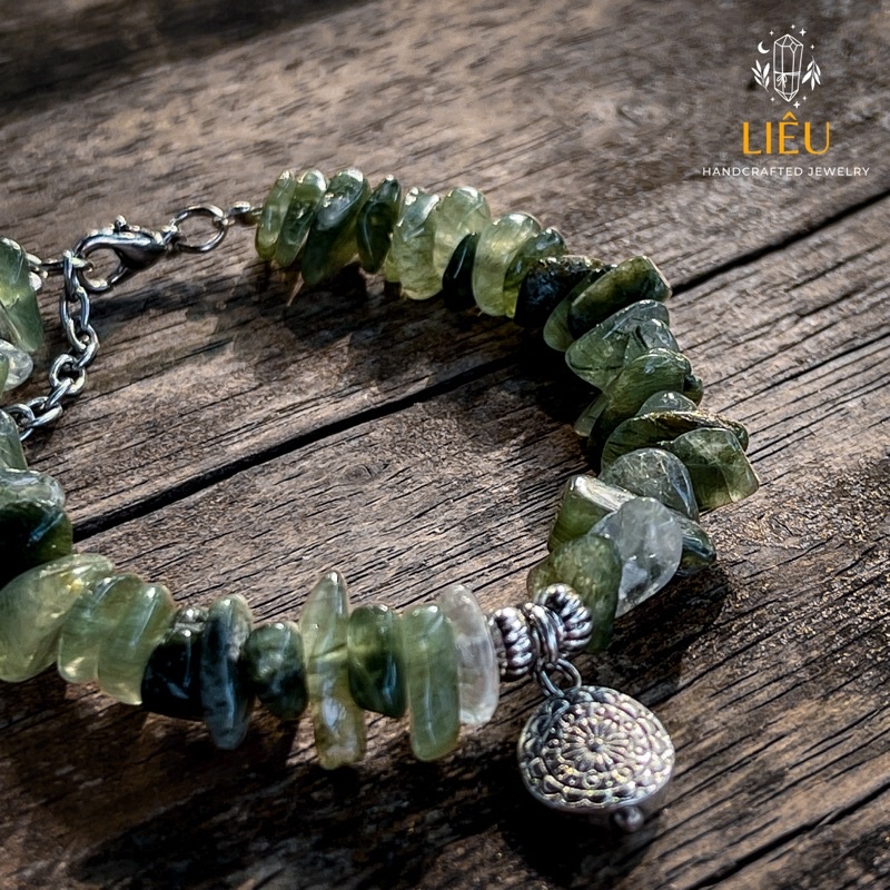 Vòng tay thach anh tóc xanh - Green Rutilated Quartz